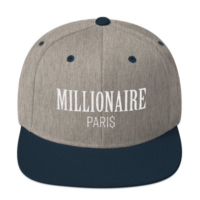 Snapback Hat Heather Grey and Blue Navy - Snapback Cap - Millionaire Paris