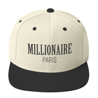 Snapback Hat Natural White and Black - Snapback Cap - Millionaire Paris